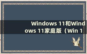Windows 11和Windows 11家庭版（Win 1专业版和家庭版的区别）